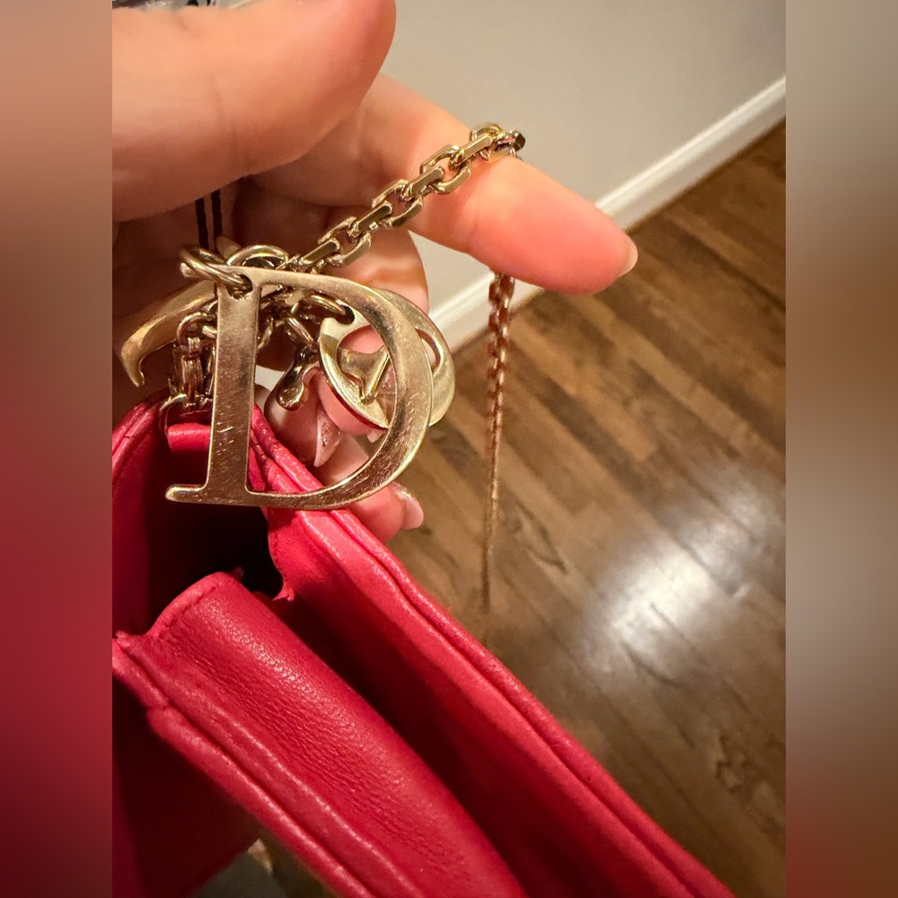 Dior Pink Quilted lady Dior rendezvous wallet on chain with coa - Picture 15 of 15